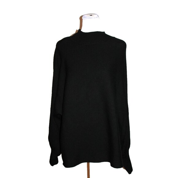 T Tahari Womens Long Sleeve Mock Neck Ribbed Sweater Black Plus Size 2X NEW - Picture 1 of 2